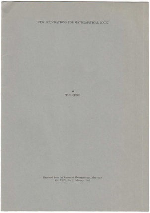 Item #2930 New Foundations for Mathematical Logic. Offprint from: The American Mathematical...