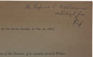 On the Determination of the Tension of a recently formed Water-Surface.