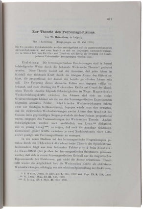 ‘Zur Theorie des Ferromagnetismus,’ pp. 619-636 in Zeitschrift für Physik, 49. Band, 9. & 10. Heft.