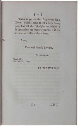 Four letters from Sir Isaac Newton to Doctor Bentley, containing some arguments in proof of a deity.