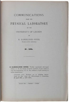 Item #3538 ‘Further experiments with liquid helium. C. On the change of electric resistance of...