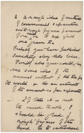 Autograph letter signed ‘E Rutherford’ to Charles Herman Viol, 8 January 1921. Three pages on two sheets.