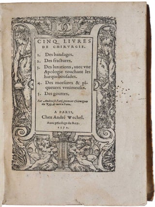 Item #3697 Cinq livres de chirurgie. 1. Des bandages. 2. Des fractures. 3. Des luxations, avec...