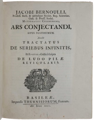 Item #4063 Ars conjectandi, opus posthumum. Accedit Tractatus de seriebus infinitis, et Epistola...