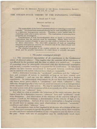 Item #4162 The Steady-State Theory of the Expanding Universe. Hermann BONDI, Thomas GOLD