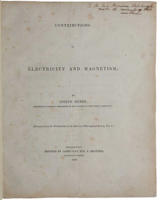 Item #4282 Contributions to Electricity and Magnetism. No. III. - On Electro-Dynamic Induction....