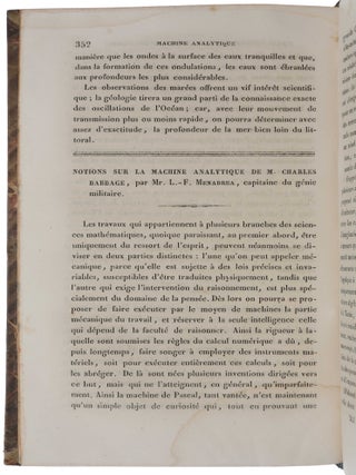 Notions sur la machine analytique de M. Charles Babbage.