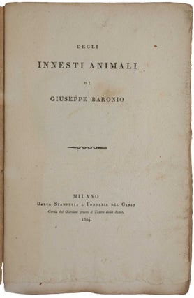 Item #4516 Degli innesti animali. Giuseppe BARONIO