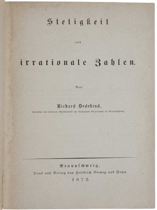Item #4558 Stetigkeit und irrationale Zahlen. Richard DEDEKIND