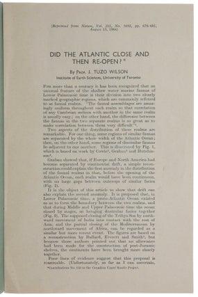 Item #4582 Did The Atlantic Close And Then Re-Open? Offprint from: Nature, Vol. 211, No. 5050,...