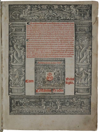 Item #4636 Larismethique nouellement composee par maistre Estienne de La Roche dict...