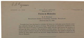 Forces in molecules. Offprint from: Physical Review, Second Series, Vol. 56, No. 4, August 15, 1939.