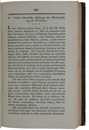 Item #4840 ‘Ueber die künstliche Bildung des Harnstoffs,’ pp. 253-256 in: Annalen der Physik...