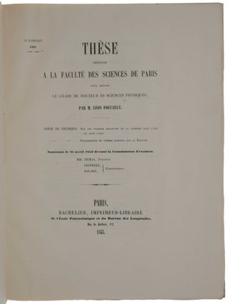 Thèse présentée à la faculté des sciences de Paris... Sur les vitesses rélatives de la lumière dans l’air et dans l’eau.