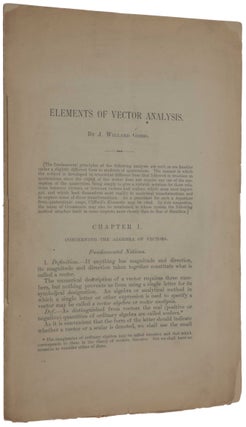 Item #4853 Elements of Vector Analysis. [Offered with:] Autograph letter from Gibbs to John...