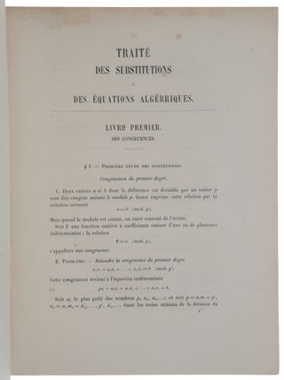 Traité des Substitutions et des Équations algébriques.