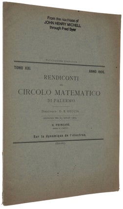 Item #4926 Sur la Dynamique de l’Électron. Offprint from: Rendiconti del Circolo Matematico di...