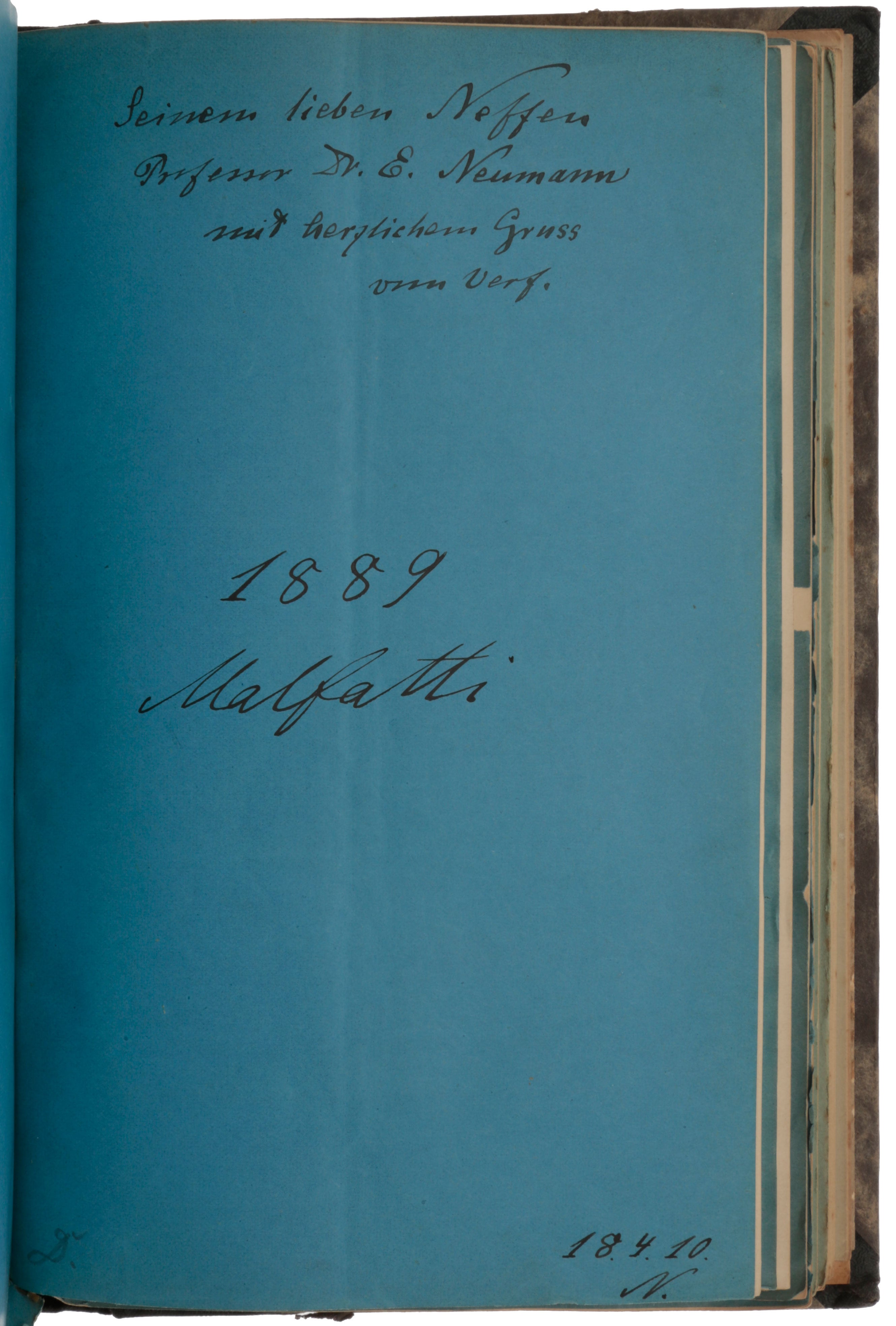 Item #4934 Bound collection of some 140 offprints, of which 28 are inscribed and several have annotations in the text, documenting Neumann’s contributions to electromagnetism and potential theory, the subjects for which he is best known today. Carl Gottfried NEUMANN.