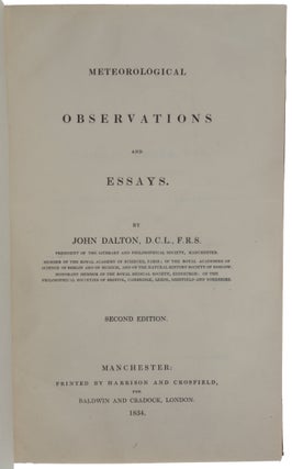 Item #4946 Meteorological Observations and Essays. John DALTON