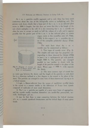 I. Ultraviolet dichroism and molecular structure in living cells. II. Electron microscopy of nuclear membranes. Lecture given at the Symposium on Submicroscopical Structure of Protoplasm, May 22-25, 1951, at the Naples Zoological Station. Offprint from: Pubblicazioni della Stazione Zoologica di Napoli, Vol. XXIII, Supplemento.