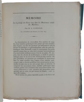 Item #5019 ‘Sur le principe des forces vives dans les mouvemens relatifs des machines,’ pp....
