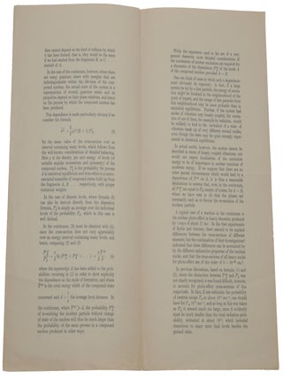 Nuclear reactions in the continuous energy region. Offprint from Nature, Vol. 144, July 29, 1939.
