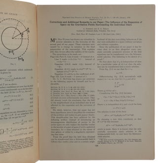 The Influence of the Expansion of Space on the Gravitation Fields Surrounding the Individual Stars. WITH: Corrections and Additional Remarks to Our Paper … Offprints from: Reviews of Modern Physics, vols. 17, no. 2/3, April-June, 1945 & vol. 18, no. 1, January-March, 1946.