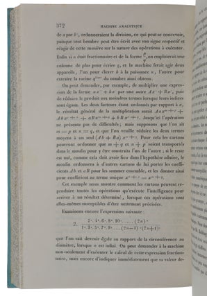 ‘Notions sur la machine analytique de M. Charles Babbage,’ pp. 352-376 in: Bibliothèque Universelle de Genève. Nouvelle Série, Tome 41.