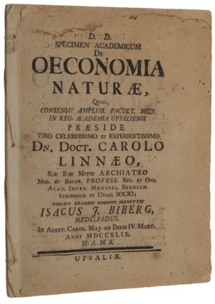 Item #5245 Specimen Academicum de Oeconomia Naturae, Quod, consensu Ampliss. Facult. Med. in Reg....