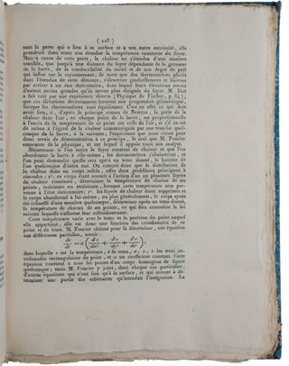 ‘Mémoire sur la propagation de la Chaleur dans les corps solides,’ pp. 112-116 in: Nouveau Bulletin des Sciences par la Société Philomathique. Paris, tome 1, no. 6, March, 1808.