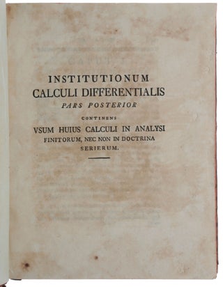 Institutiones Calculi Differentialis cum eius usu in Analysi Finitorum ac Doctrina Serierum.