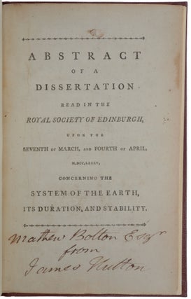 Item #5349 Abstract of a Dissertation Read in the Royal Society of Edinburgh, upon the Seventh of...