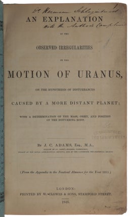Item #5419 An Explanation of the Observed Irregularities in the Motion of Uranus, on the...
