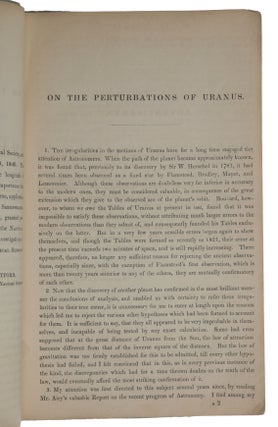 An Explanation of the Observed Irregularities in the Motion of Uranus, on the Hypothesis of Disturbances caused by a more Distant Planet; with a determination of the mass, orbit and position of the disturbing body. (From the Appendix to the Nautical Almanac for the year 1851.)