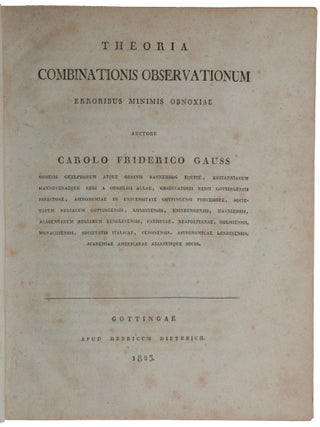 Item #5422 Theoria Combinationis Observationum Erroribus Minimis Obnoxiae. Pars prior [–...
