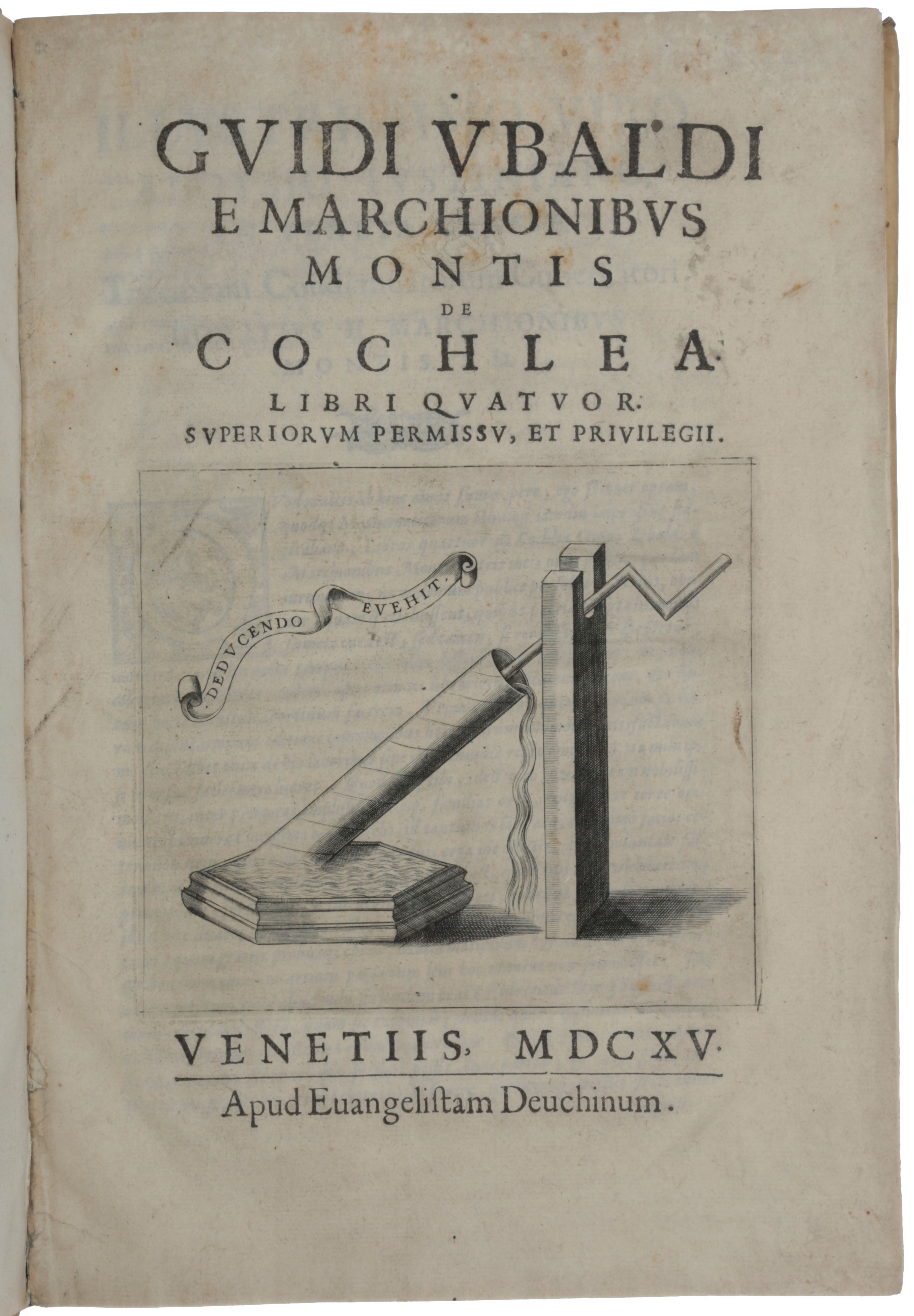Item #5425 De Cochlea Libri Quatuor. Guidobaldo MONTE, Marchese Del.