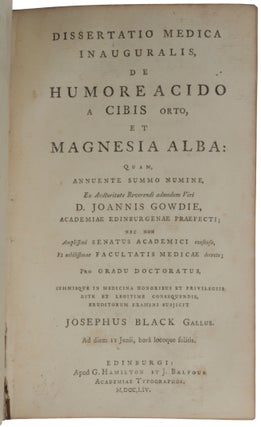 Item #5461 Dissertatio medica inauguralis, de humore acido a cibis orto, et magnesia alba......
