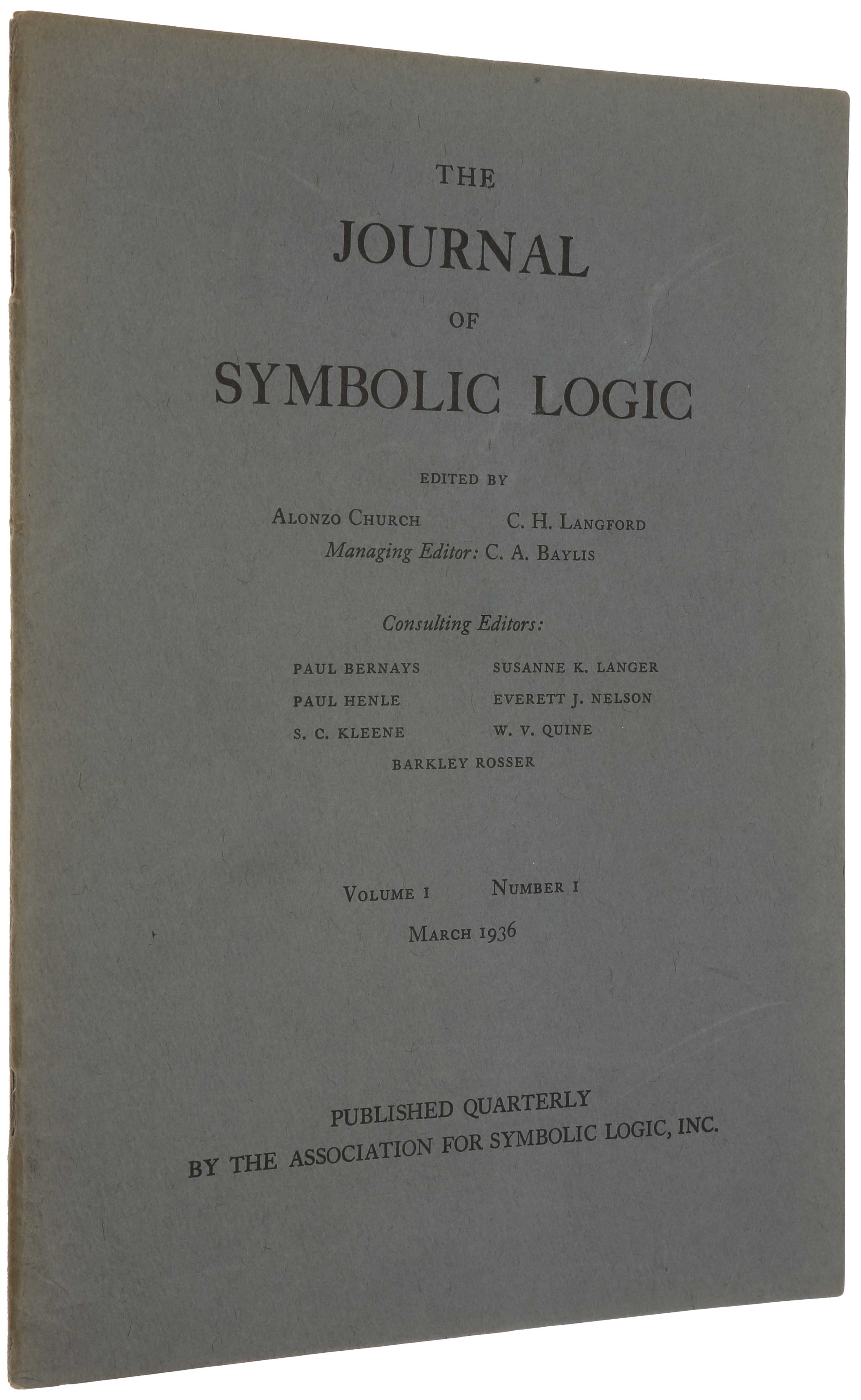 Item #5483 ‘A Note of the Entscheidungsproblem,’ pp. 40-41 in The Journal of Symbolic Logic, Vol. 1, No. 1, March 1936. Alonzo CHURCH.