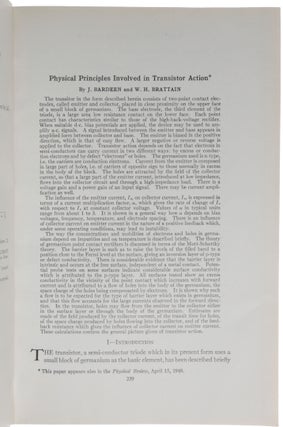 ‘Physical Principles Involved in Transistor Action,’ pp. 239-77 in The Bell System Technical Journal, Vol. XXVIII, No. 2.