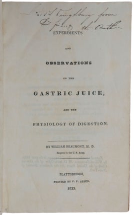 Item #5501 Experiments and Observations on the Gastric Juice, and the Physiology of Digestion....