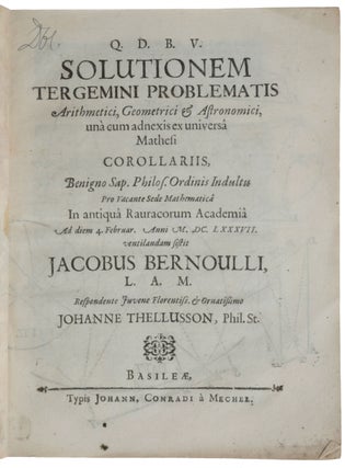 Item #5601 Solutionem tergemini problematis arithmetici, geometrici et astronomici, una cum...