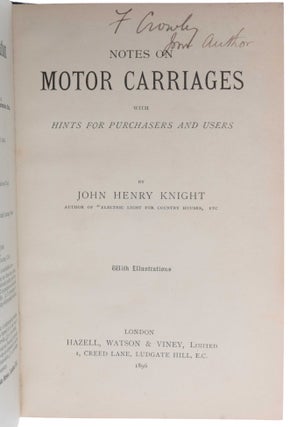 Notes on Motor Carriages with Hints for Purchasers and Users.
