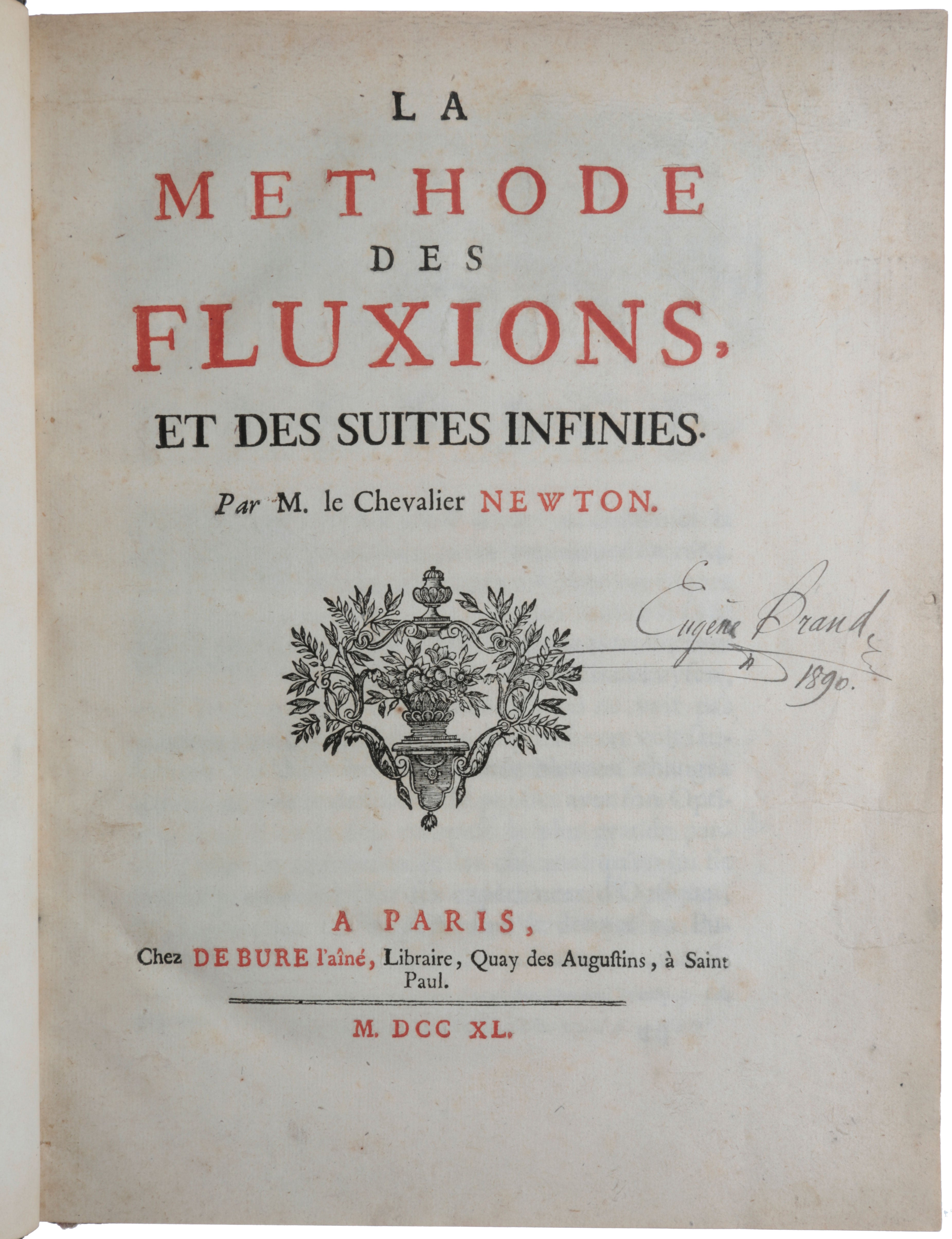 Item #5802 La methode des fluxions [translated by Georges Louis Le Clerc]. Sir Isaac NEWTON.