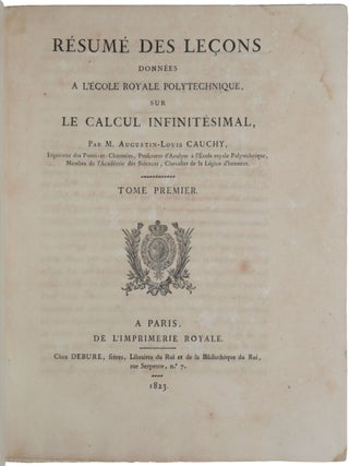 Item #5815 Résumé des leçons données a l’École Royale Polytechnique, sur le calcul...