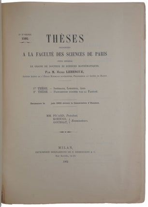 Item #5821 Thèses présentés a la Faculté des Sciences de Paris pour obtenir le Grade de...