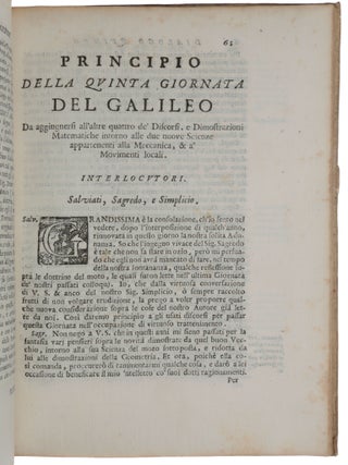 Quinto libro degli Elementi d’Euclide, ovvero Scienza universale delle proporzioni speigata colla dottrina del Galileo, con nuov’ ordine distesa, e per la prima volta pubblicata … Aggiuntevi cose varie, e del Galileo, e del Torricelli; i ragguagli dell’ultime opoere loro, con altro, chedall’ indicie si manifesta.