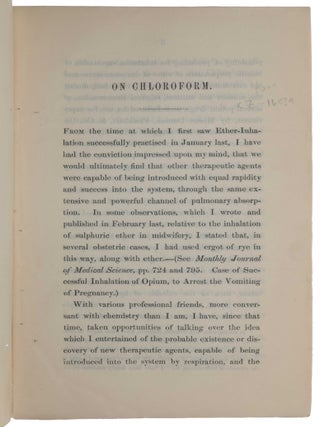 Account of a new anaesthetic agent, as a substitute for sulphuric ether in surgery and midwifery.