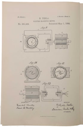Electro Magnetic Motor. Patent No. 381,968. Application filed October 12, 1887; patented May 1, 1888.