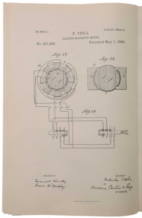 Electro Magnetic Motor. Patent No. 381,968. Application filed October 12, 1887; patented May 1, 1888.