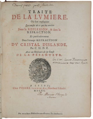 Item #5928 Traité de la lumière. Ou sont expliquées les causes de ce qui luy arrive dans la...